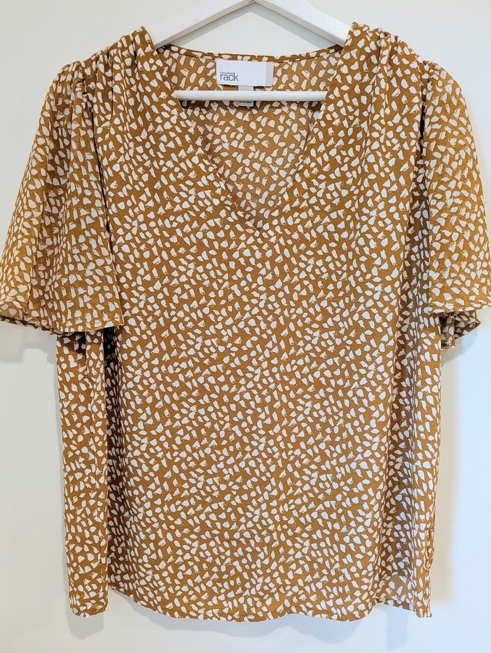Nordstrom Rack Speckle pattern shortsleeve V-Neck Blouse (s) business caual work
